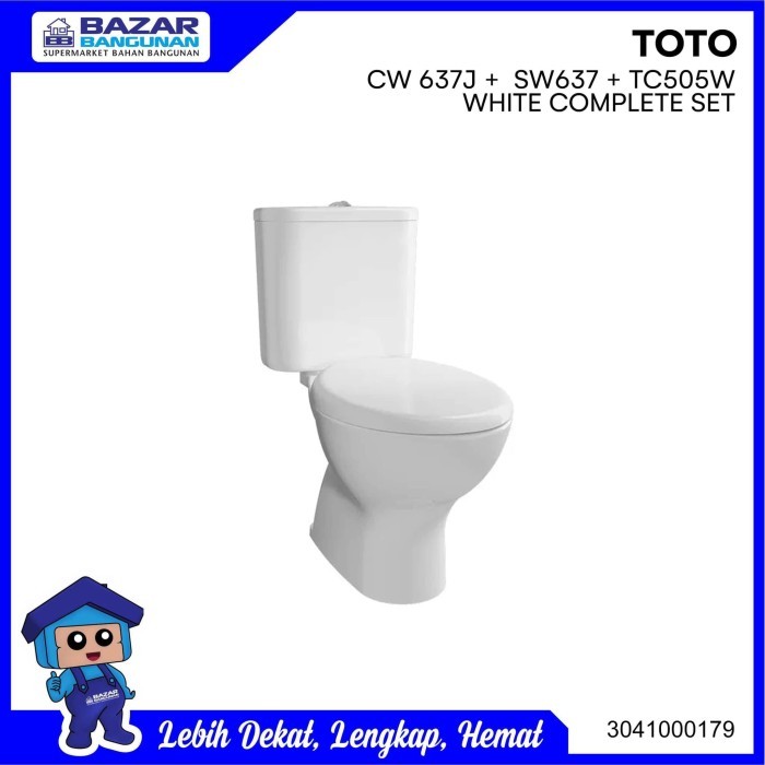 CLOSET KLOSET TOILET DUDUK TOTO CW 637 J CW637J COMPLETE SET WHITE