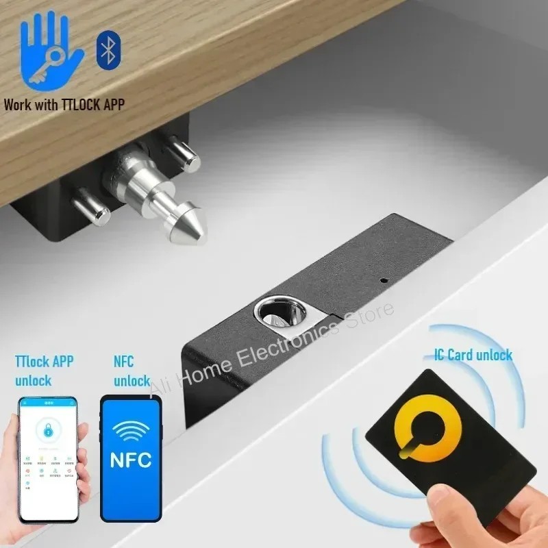 TTLOCK Smart Wooden Door Lock Keyless Invisible Electronic Drawer Lock Sliding Door Cabinet Lock