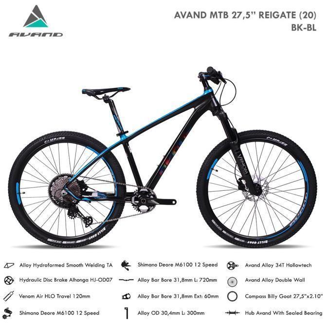 Sepeda Gunung MTB Avand & Genio 27,5" Reigate Garansi Original SNI - Black Blue