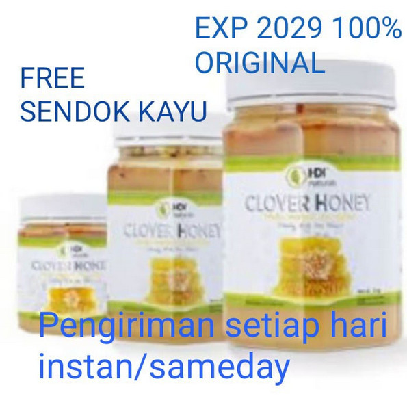 Madu hdi 500gr clover honey original segel 100% exp 2029 free sendok kayu