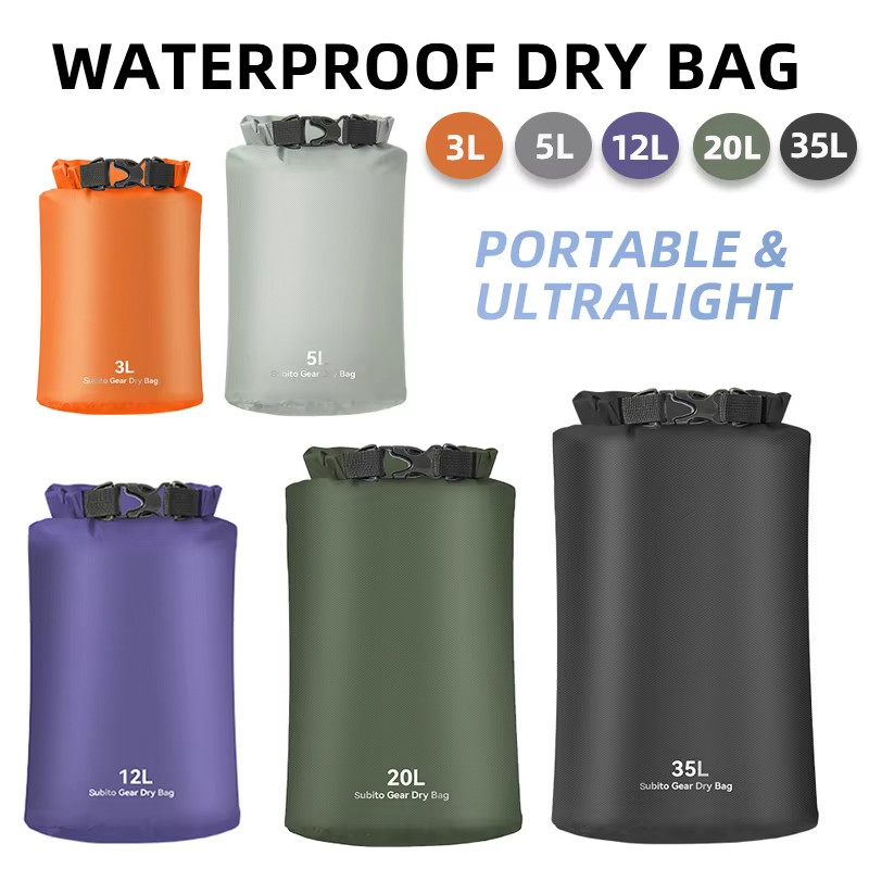 terproof Dry Bag Sak 3L5L12L20L35L Ultralight Drifting Swimming Storage Bag Outdoor amping Boating