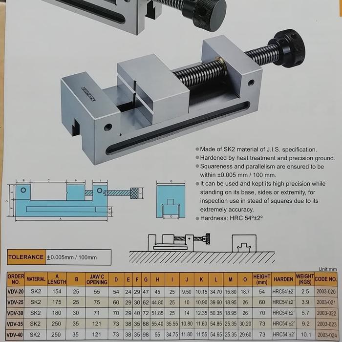 vertex tool maker vise vdv 25