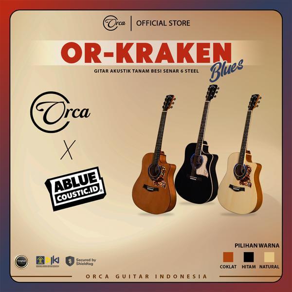 Orca Gitar Akustik Tanam Besi ( Or - Kraken Blues ) Senar 6 Steel