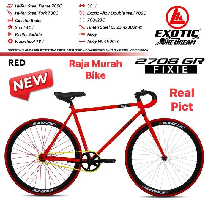 Sepeda Fixie Exotic 2708 GR 700cc Rem Torpedo Pacific Sepeda Fixie Exotic ET-2708 GR - Merah