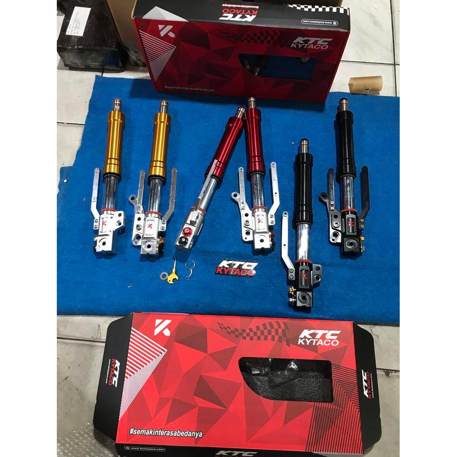 Upside down aerox 155 ktc kytaco asli usd aerox gold red black - Hitam