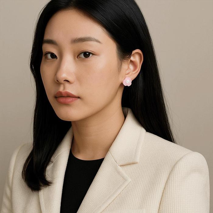 Anting Titanium Motif Bunga Mawar Anting Aksesoris Wanita Korean Style Fashion TerbaruAT-4008