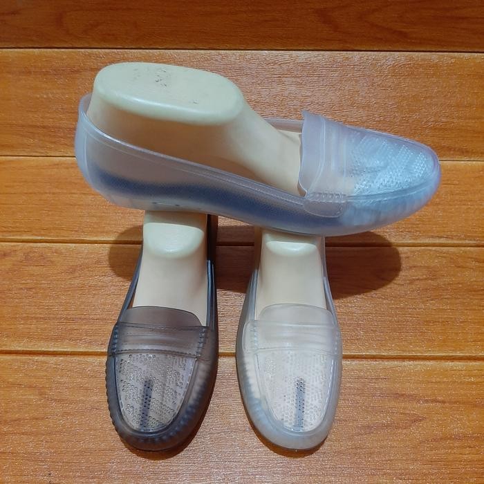 SEPATU PANTOFEL WANITA,SEPATU KACA SUPER JELLY TRANSPARAN MURAH