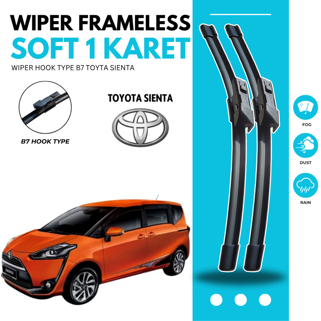 Wiper Premium Toyota Sienta Frameless Pembersih Kaca Depan Mobil 1 Set Kiri dan Kanan