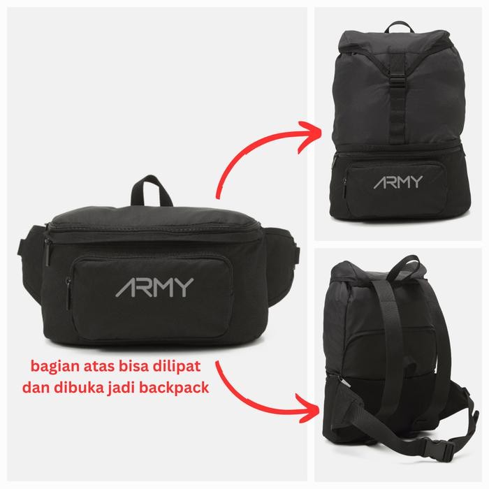 Grosir Army Mb2 2 In 1 Waist Bag Lipat Bumbag Bum Tas Pinggang Selempang Backpack Pria Wanita Unisex