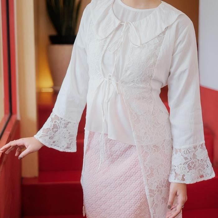 Jelita Outer Brukat Raya Baju Lebaran - Wanita Muslim Panjang Hitam Putih