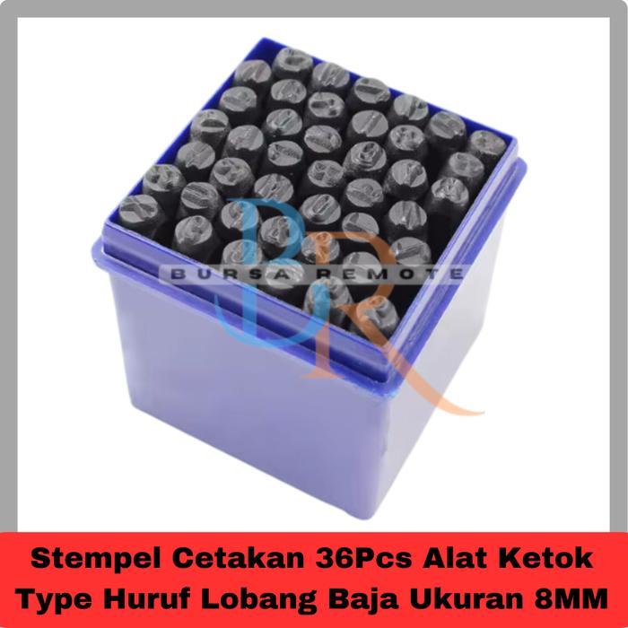 Stempel Cetakan 36Pcs Alat Ketok Type Huruf Lobang Baja Ukuran 8MM