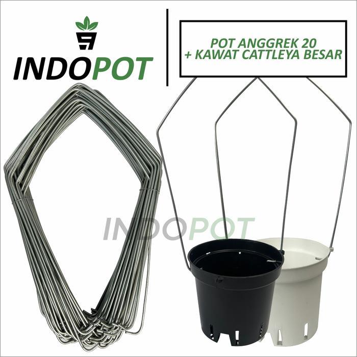 Pot Anggrek Cattleya 20 Warna Hitam Putih + Kawat Ukuran Besar Untuk Anggrek Dewasa