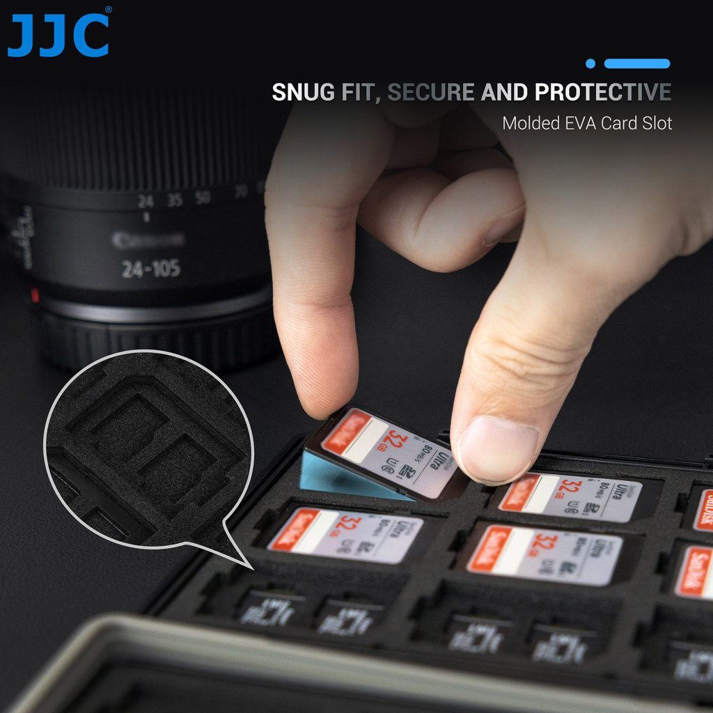 JJC Micro SD Card Case Holder with Card Tools Waterproof Memory Card Case for SD/ MicroSD/ TF/ CF/