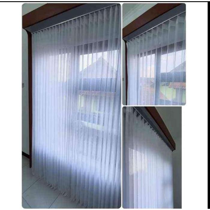 Gorden Vitras Polos Kian Impor, Vitrase Putih Daleman Gorden Model kaitan Kawat Plisket gorden tile