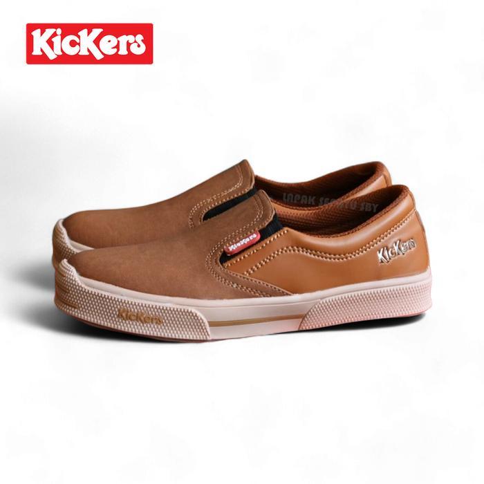Sepatu Kickers Mx One Slip On Casual Santai Formal Kerja Pria Wanita Flat Shoes Karet Hitam