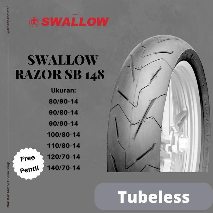 Ban Motor Swallow Razor Ukuran 100/80-14, 110/80-14, 120/70-14 & 140/70-14 TUBELESS Soft Compound