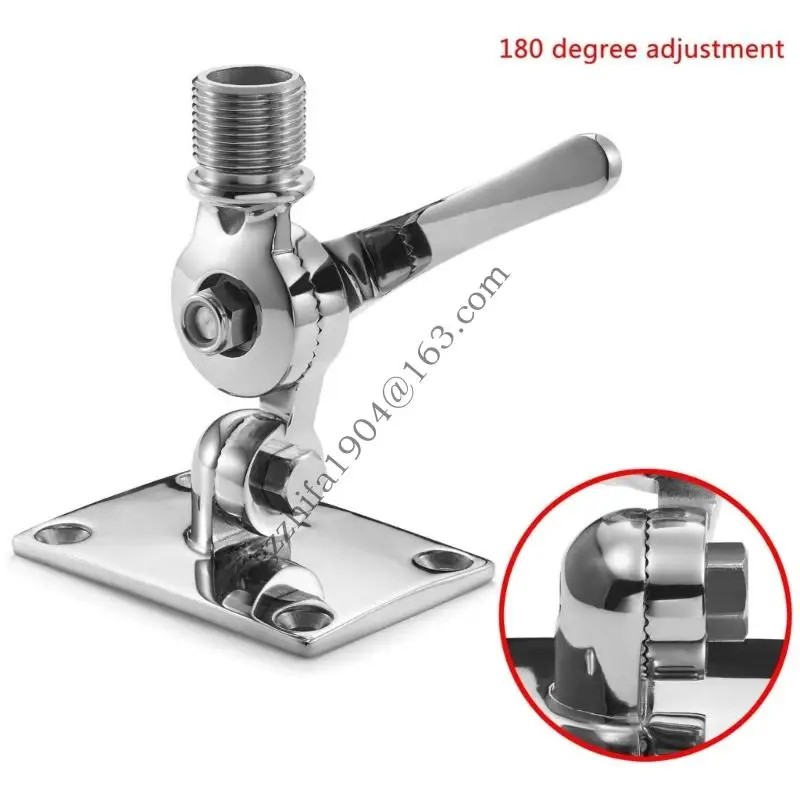 MARINE ANTENNA MOUNT, 316 STAINLESS STEEL ADJUSTABLE RATCHET MOUNT FOR VHF MARINE RADIO ANTENNA