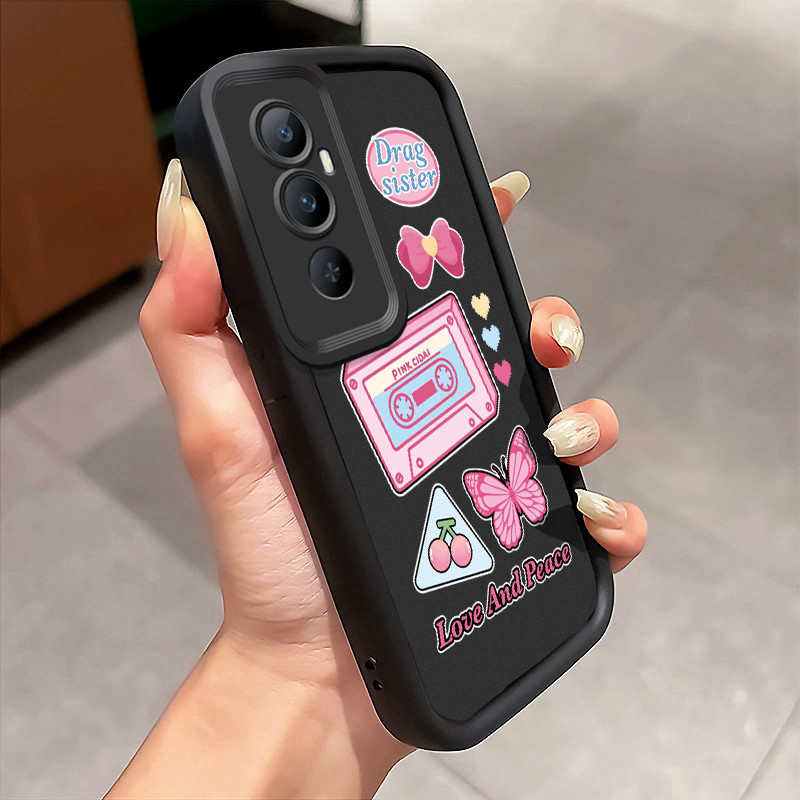 Casing Hp Untuk Realme C65 4G Case Pita magnetik Kaset kartun manis Softcase Fall Prevention Kesing 