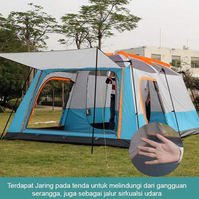 STOK READY Tenda Camping Keluarga Outdoor 2 Ruang Tenda Camping Untuk 5-8 Orang Tenda Camping