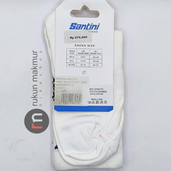 Santini Men Road Cycling Socks Team Trek Segafredo White - Sock Kaos Kaki Sepeda Balap Roadbike