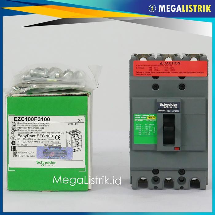 Schneider Mccb 3P 100A Ezc100F3100 / Nfb 3 Phase 100 Ampere Ezc Easypact Breaker Ezc100F Terbaru 