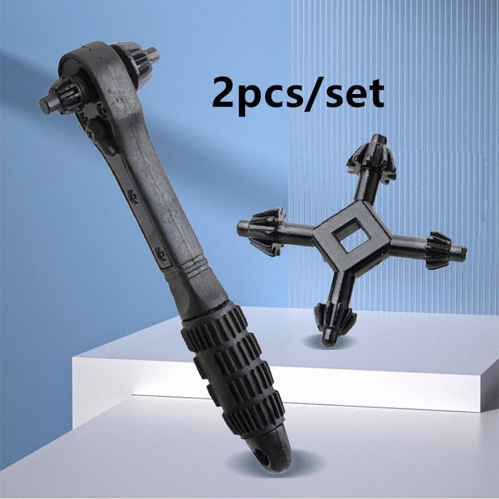 Terlaris! 2Pcs Kunci Kepala Bor 4 Way Kunci Kepala Pembuka Mata Kepala Bor 4 Cabang Fit Drill Chuck