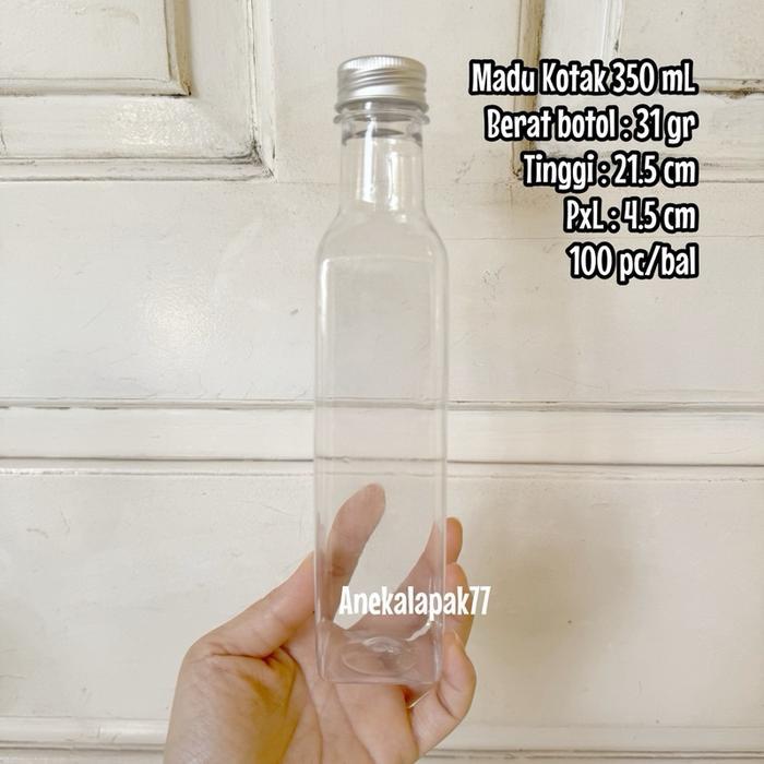 Ada Stok Botol Madu 350 ml Kotak Square kemasan madu unik