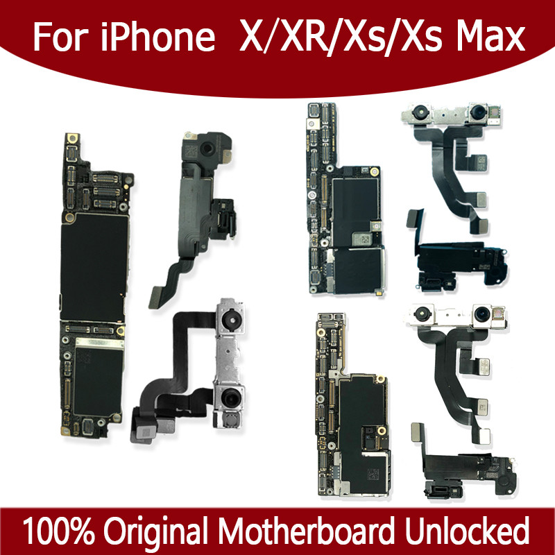 For iPhone X XR XS Max Motherboard With Face ID 64GB 128GB 256GB 512GB Logic board 100% Original