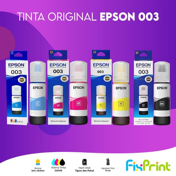 Set Cmyk Tinta Epson 003 Original Printer L1210 L3210 L3156 L5296 Terbaru 