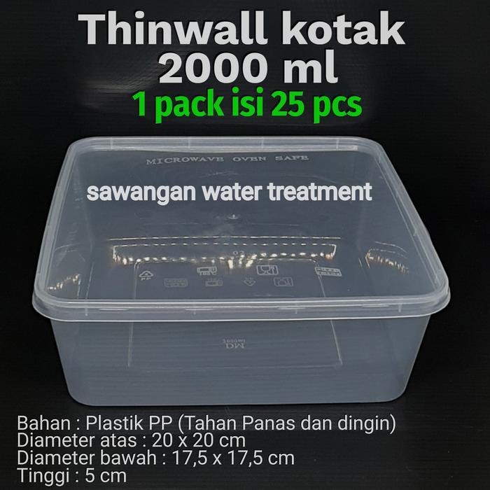Terbaru Thinwall Kotak 2000Ml / Plastik 2000Ml / Tempat Salad/ Thinwall 2000Ml