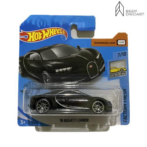 HOT WHEELS BUGATTI CHIRON 16 BLACK SHORT CARD