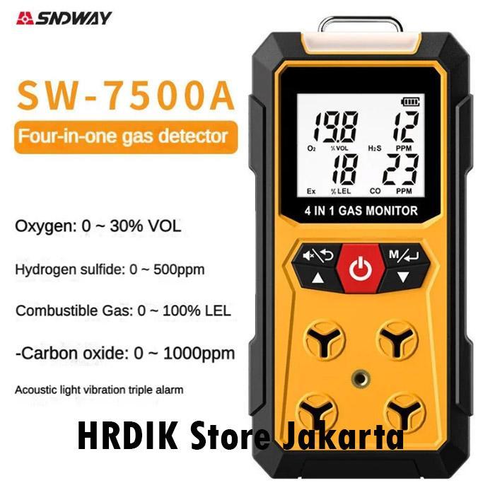 GAS DETECTOR SNDWAY SW-7500A CO H2S O2 EX 4IN1 COMBUSTIBLE LEL SENSOR SW7500A DETEKTOR MONITOR