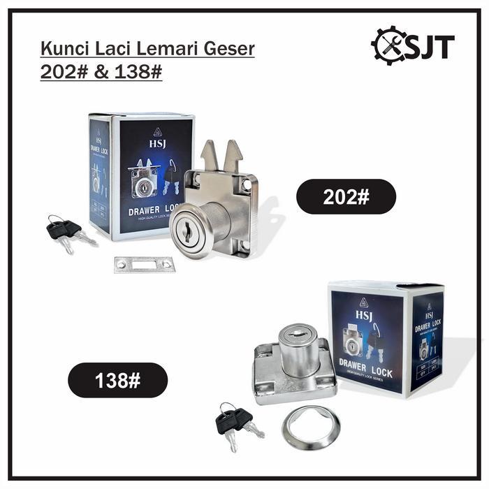 SALE  SJT - Kunci Pintu Lemari Geser Sliding 202 Zinc Alloy Drawer Lock / Kunci Laci Padat 138 HSJ