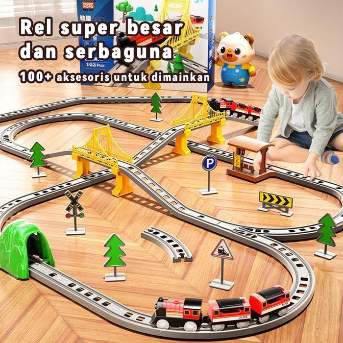 Hot - Kereta Api Mainan Rel Panjang Mainan Diy Kereta Rel Listrik Kereta Api Rail King Mainan