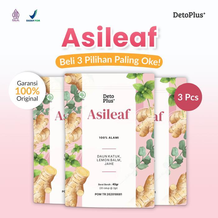 [BPOM] 3 Teh Asileaf Detoplus Herbal - Teh Celup Instan Minuman Rempah Alami Daun Katuk Lemon Balm