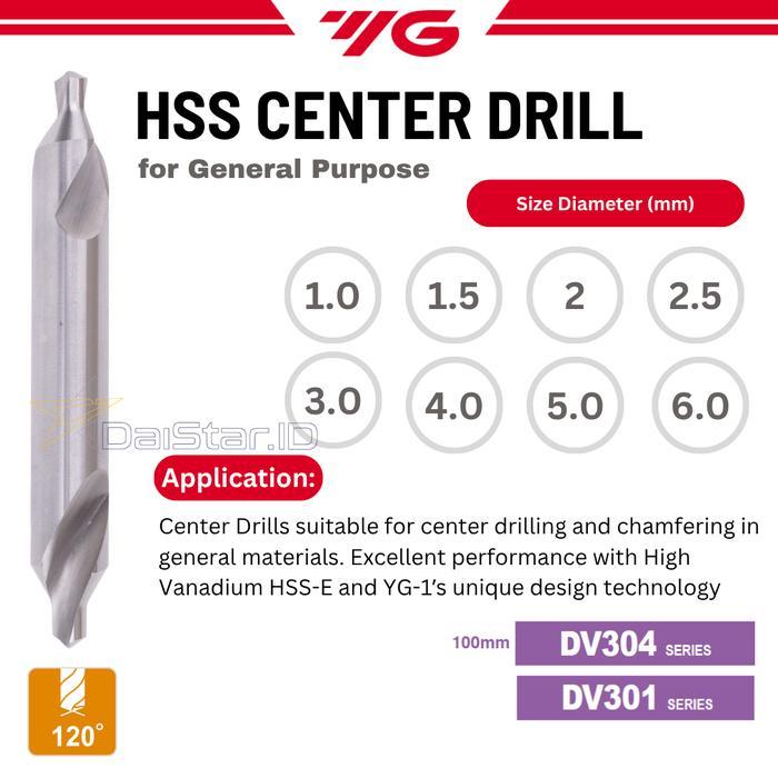 NEW YG-1 Center Drill 11.522.53456 mm Standart Long 100mm HSS YG-1 Center Bor YG1