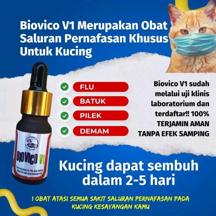 (COD) Obat Kucing Antibiotik Pernafasan Kucing Flu BIOVICO V1 Obat Pilek Batuk Demam Sariawan Bau
