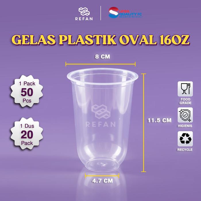 Gelas Plastik Oval 12oz/14oz/16oz/18oz/22oz / Gelas Plastik Bening Oval Bahan PP / Gelas Oval Tebal
