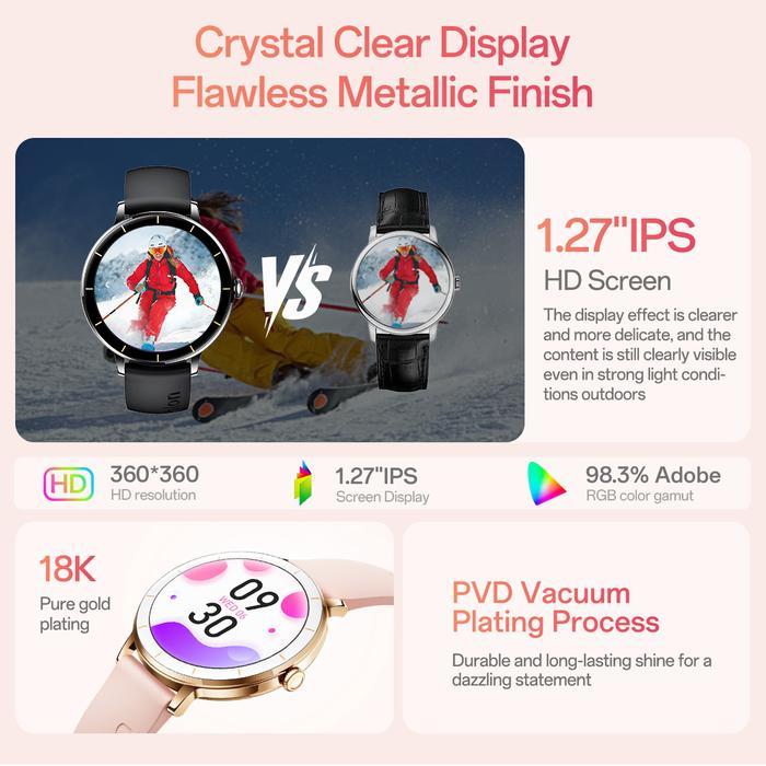 Flash Sale Cocok Untuk PerempuanHuafit V2 Jam Smartwatch Pelapisan Emas 18K Tahan Air Ip68 Layar Ips
