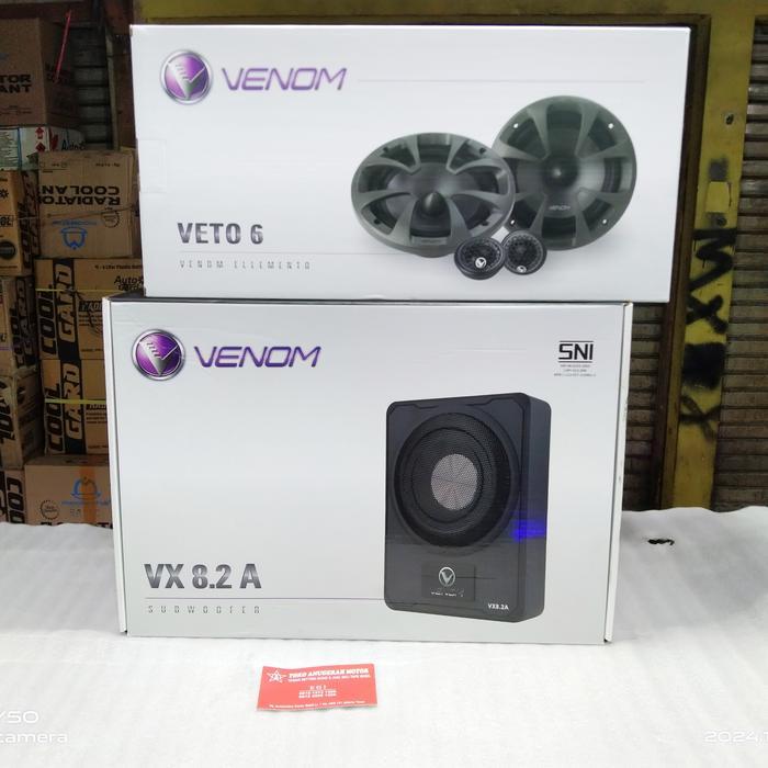 paket venom Subwoofer Aktif kolong Jok venom 8.2A + speaker coaxial 6.5 inch