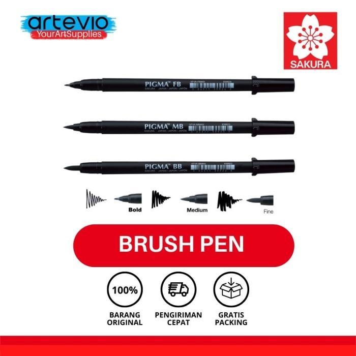 Drawing Pen / Brush Pen / Line Art Brush Pen / Sakura Pigma Brush Pen - MEDIUM BLACK