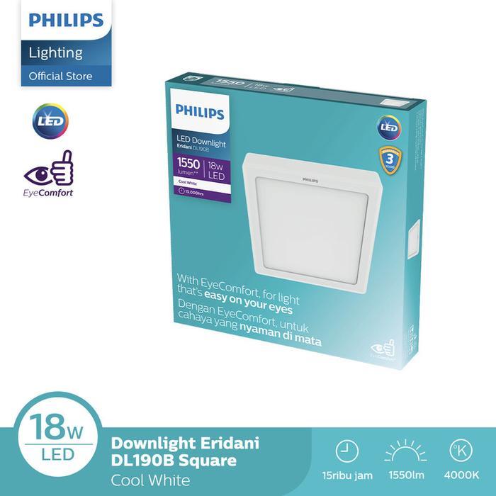 Philips Lampu Downlight Eridani Kotak Outbow Surface 18W D200 4000K Semi Putih