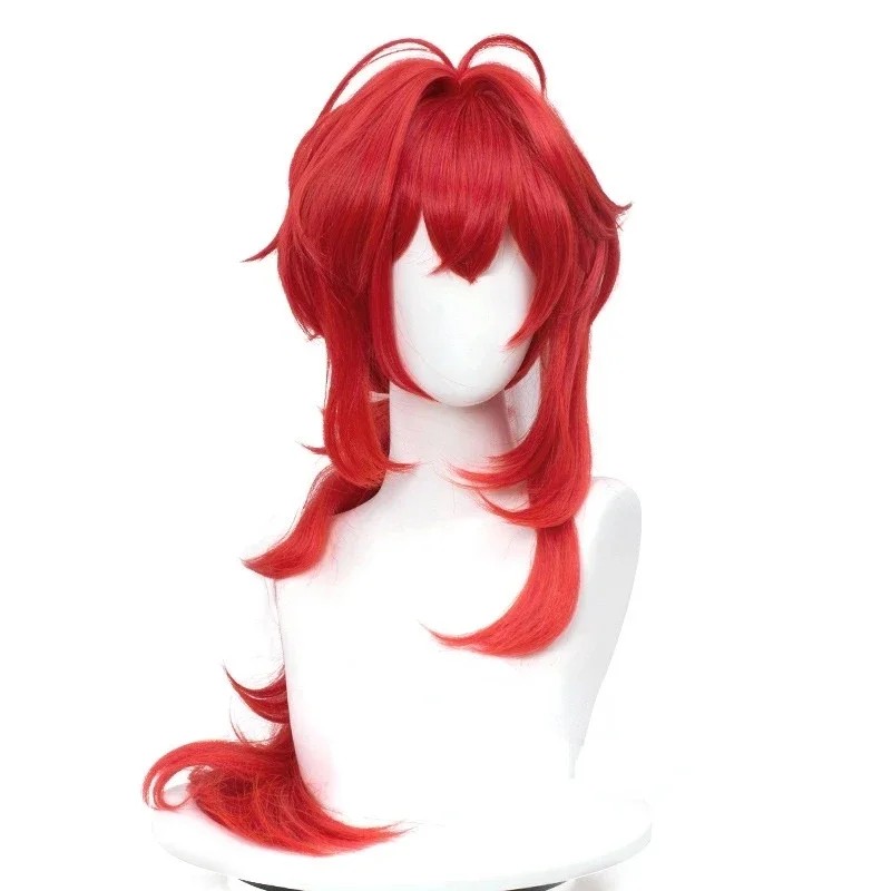 Diluc Cosplay Game Genshin Impact Diluc Ragnvindr Wigs Red Heat Resistant Synthetic Hair Halloween