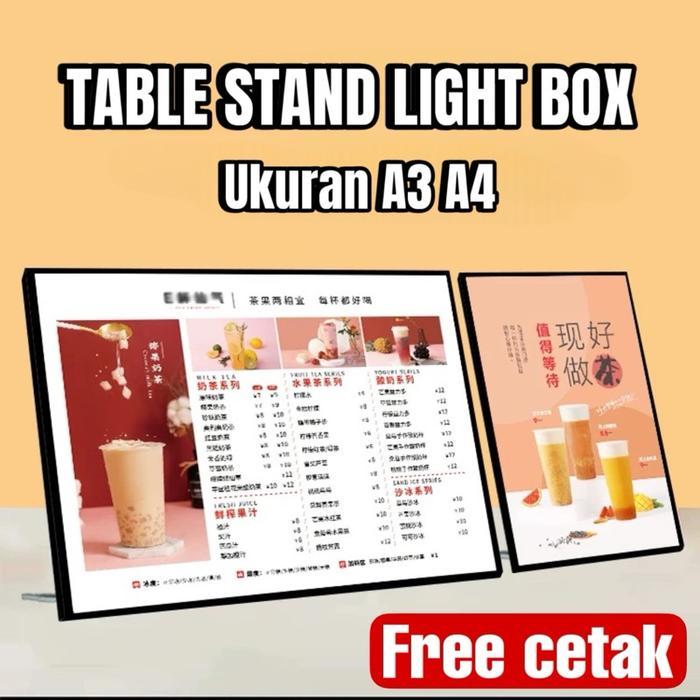 Led Table Stand Light Box/ Light Box Menu /Daftar Menu/Slim Light Box/ Light Box Table Menu Display