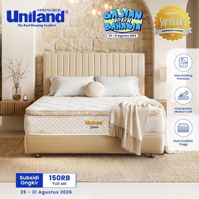 Uniland Scania Pillowtop, Spring Bed Uniland, Kasur Spring Bed, Springbed Full Set, Kasur Pillowtop,