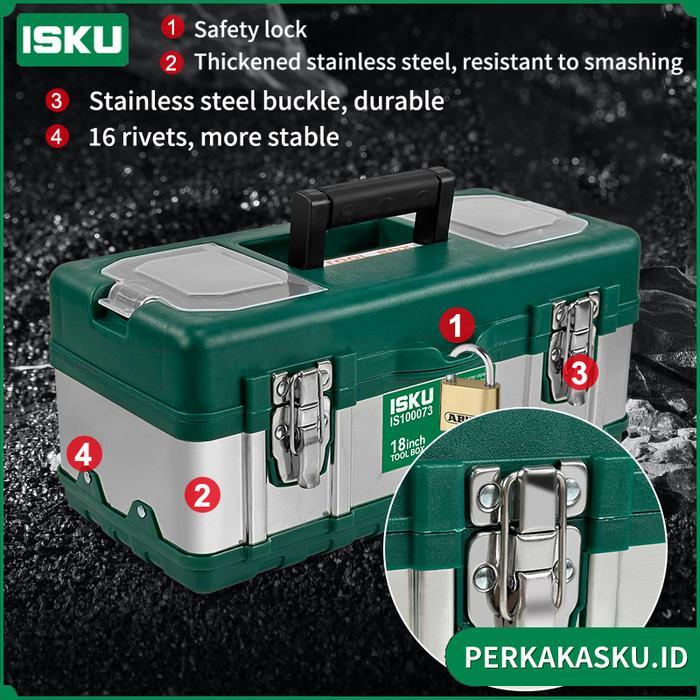 Isku Toolbox 20 Inch, Tool Box Stainless Steel, Toolbox 2 Susun, Kotak Perkakas Besar, Toolbox 15-20