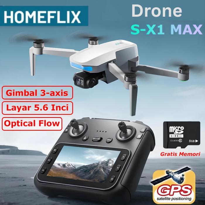 Diskon Drone S-X1 Dengan Gimbal 3-Axis Drone Gps Brushless Motor 4K Hd Wifi Layar 5.6 Inch Optical