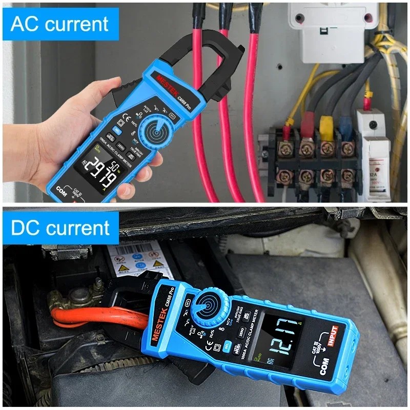 Mestek Clamp Meter 1000A AC/DC Digital Pliers Ammeter Surge Inrush Current True-RMS Current Clamp
