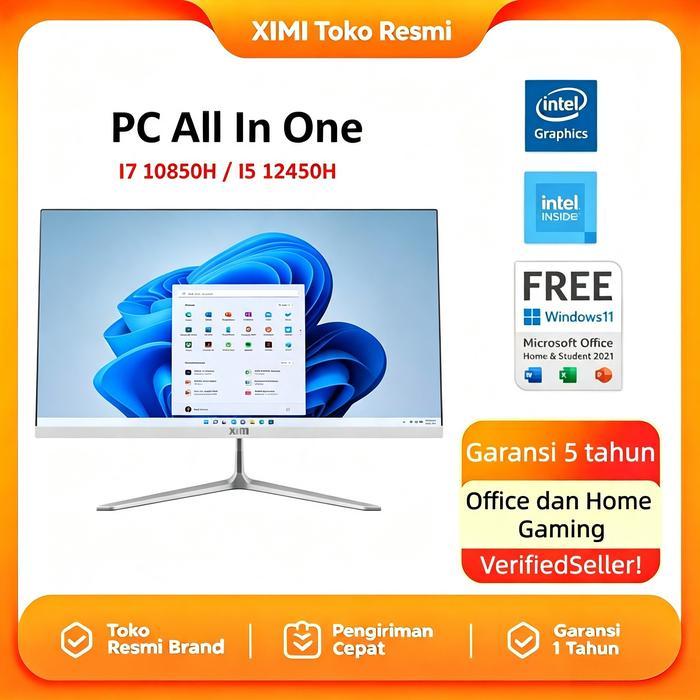 Xim PCKomputer PC All-in-One i7-10850H I5-12450H Terbaru FHD Super Tipis Intel Core Untuk Rumah,