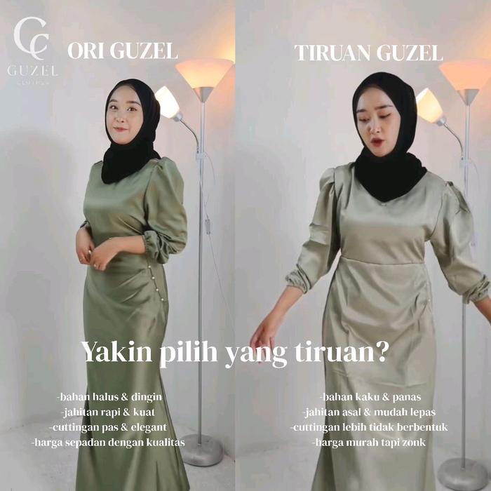 Ella Dress by Guzel Satin Silk Premium Baju Fashion Wanita Kondangan Wisuda Couple Gamis Lebaran